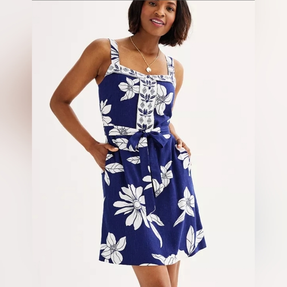 Draper James Blue and White Floral Dress